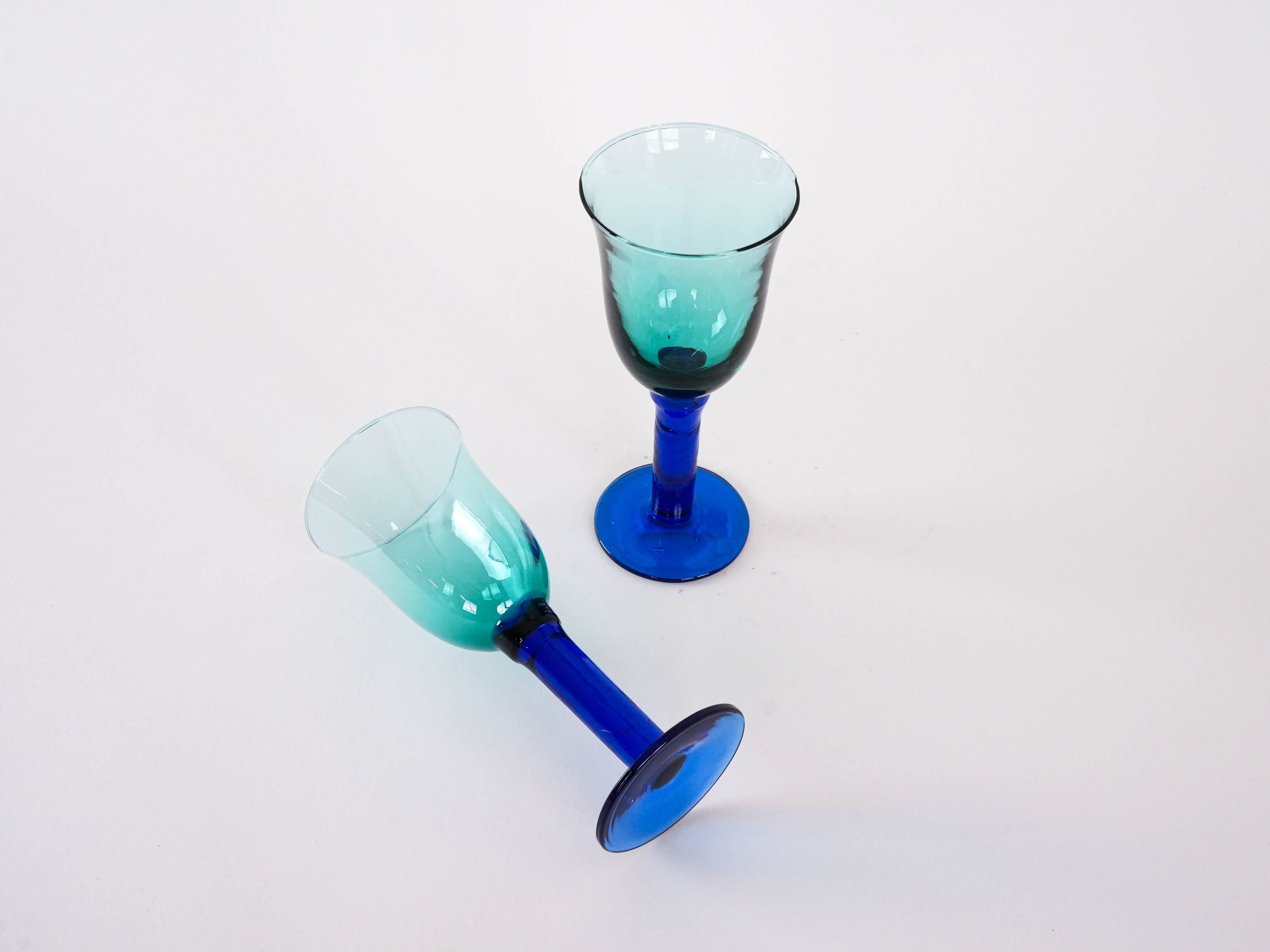 Pair of colourful glasses, Danish design, 1970s, manufactured in Denmark