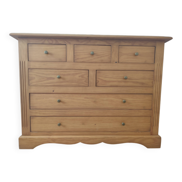 Commode 7 tiroirs en pin massif