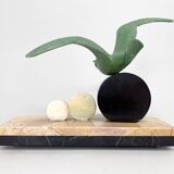 Sculpture Art Déco en marbre, onyx et épeautre