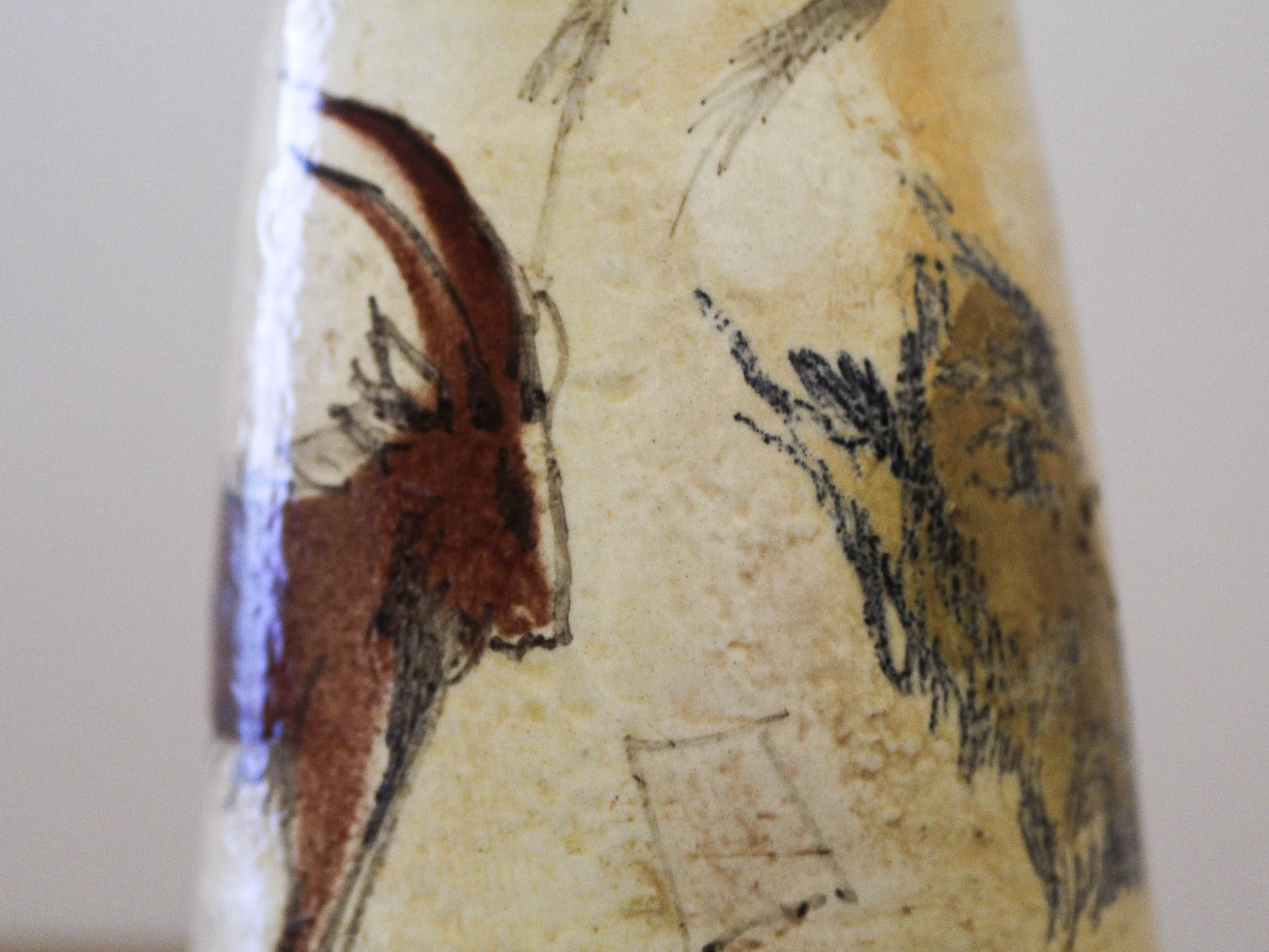 Ceramic tripod vase with parietal decoration by Armen