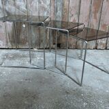 Vintage chrome and smoked glass nesting table