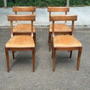 4 dining chairs from the 19th century in velvet and solid wood.