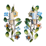 Appliques fleurie en métal peint coloré