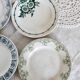 4 mismatched white and green ironstone dessert plates Arabesque set