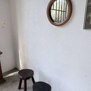 Woven wicker round mirror 1960