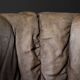 Vintage Mid-Century Modern German Brutalist Brown Leather 2-Seater Sofa