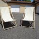 Pair of vintage striped loungers