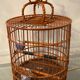 Ancienne cage à oiseaux en bois et rotin