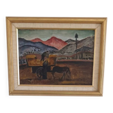 Oil Painting Patrik Reutersvärd / Landscape / Countryside / Horse