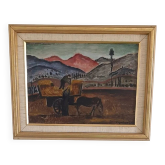 Oil Painting Patrik Reutersvärd / Landscape / Countryside / Horse