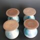 Four stoneware egg cups from Saint Amand pottery by Roger Jacques, vintage.