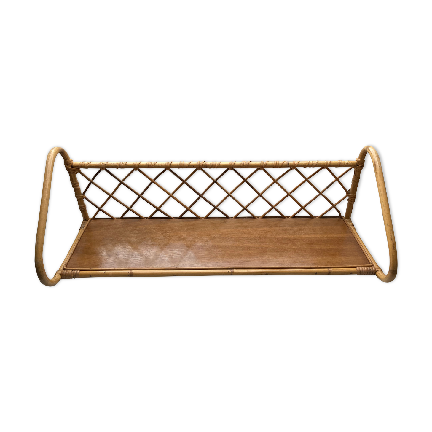 Wall shelf or to be installed in vintage rattan 1960s restored