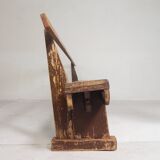 Pine bench with backrest, 2.5 metres long, 1950s.