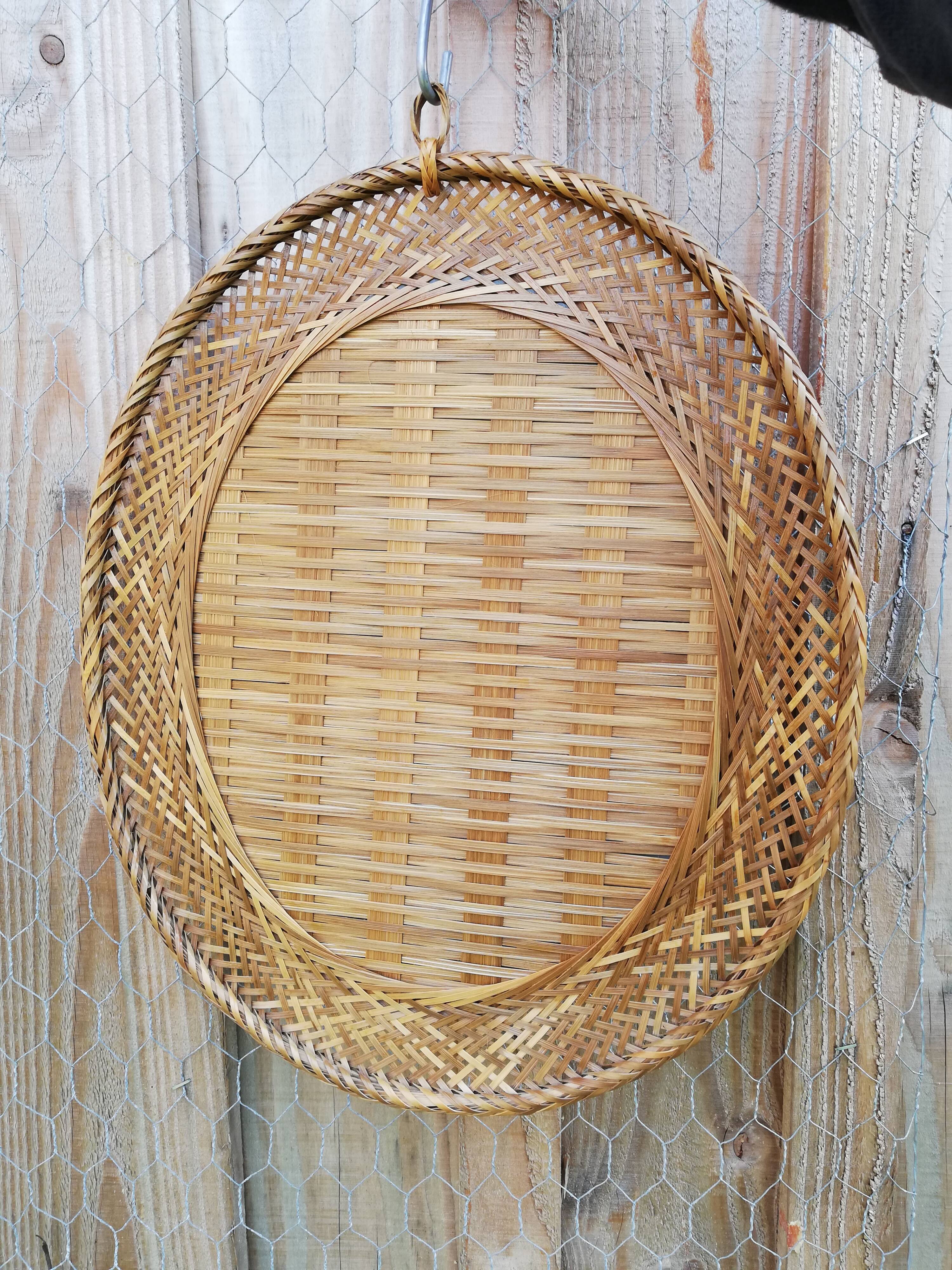 Miroir ovale en osier