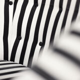 Mid-century modern Scandinavian rounded armchairs with black and white stripes, 1960s.