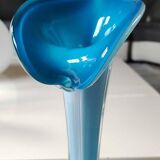 Vase Murano Calla. Forme.florale de Fleur d'Arum. Tons bleus. Haut 41 cm