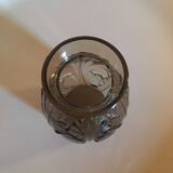 Smoked glass vase with a leaf pattern