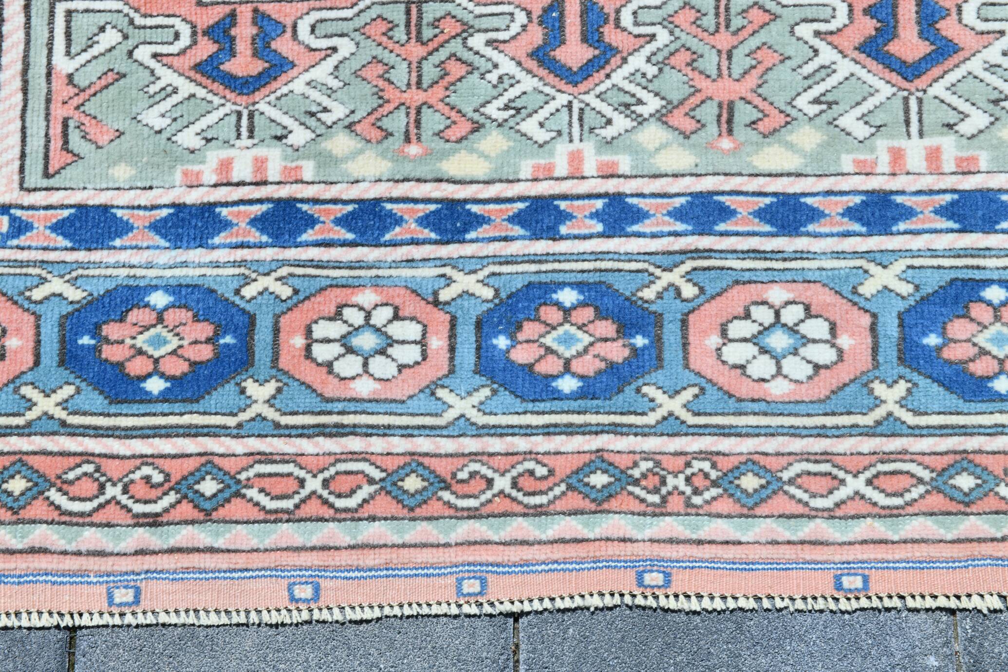 Powder Pink & Soft Blue Vintage Persian Rug, 166x209 Cm