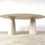 Vintage oval travertine dining table, 1970s