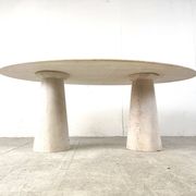 Vintage oval travertine dining table, 1970s