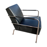 Fauteuil cinéma édition Lammhults en cuir noir et chrome
