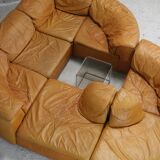 Leather modular sofa, 7 elements, 70s