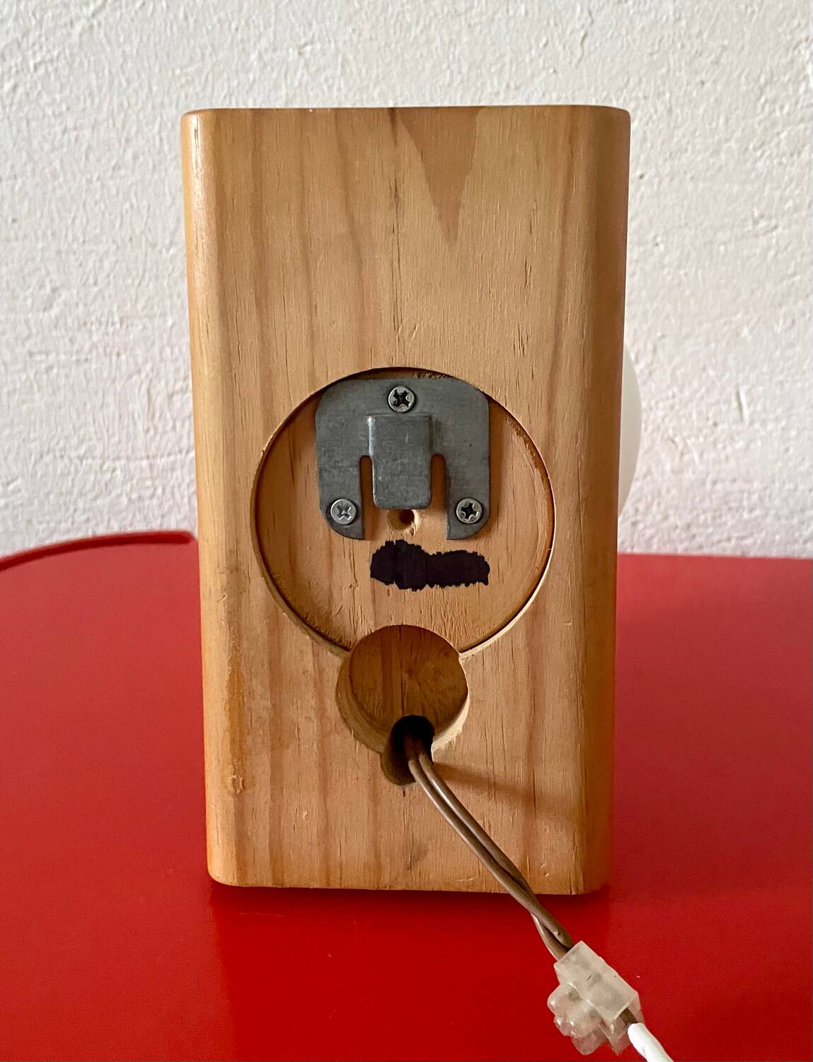 Vintage pine wall lamp with opaline globe