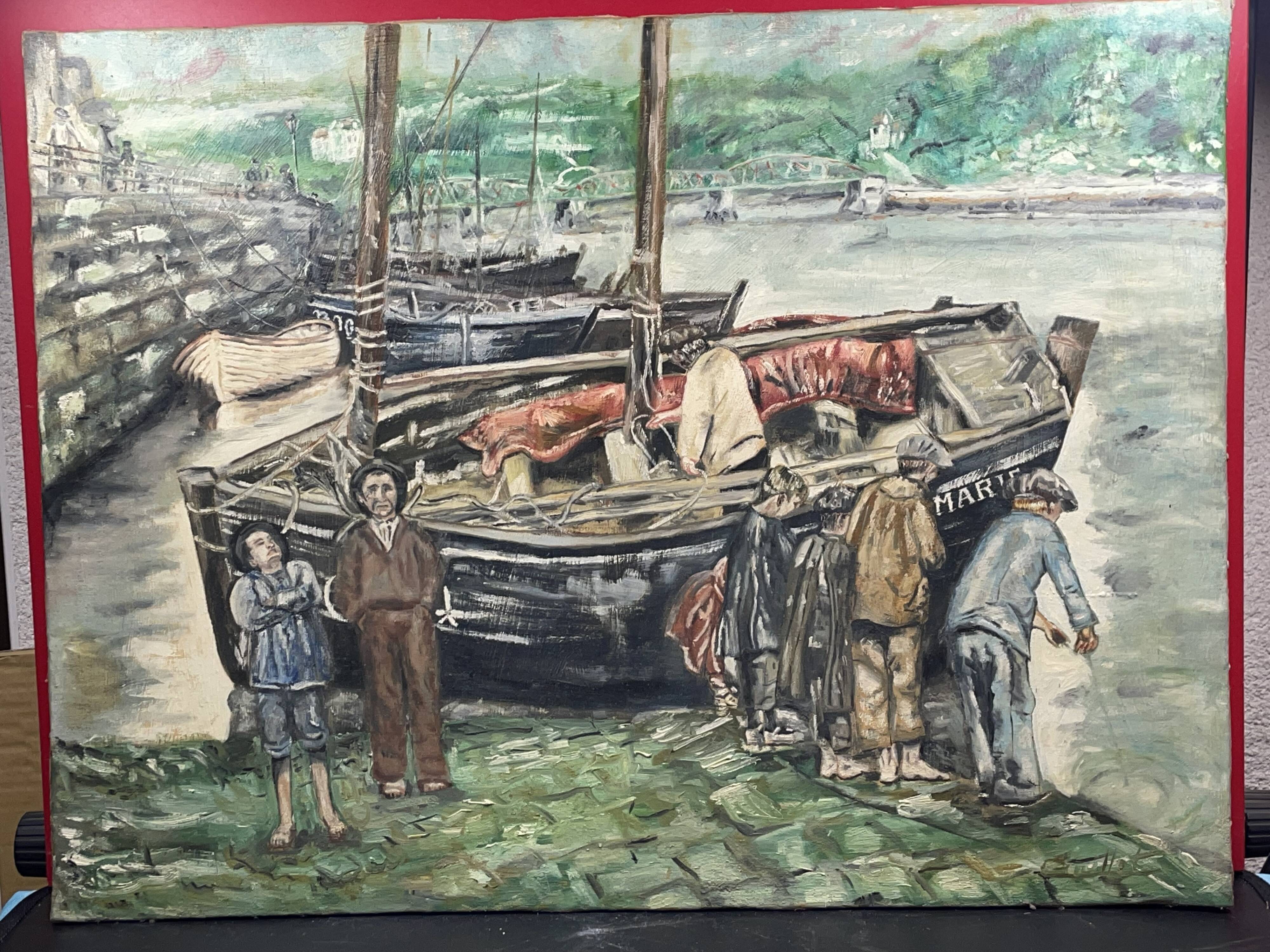 old marine, oil on canvas, M. Guillet! Audierne around the Agres