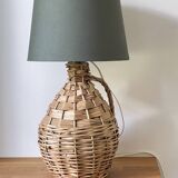 Vintage rattan demijohn lamp