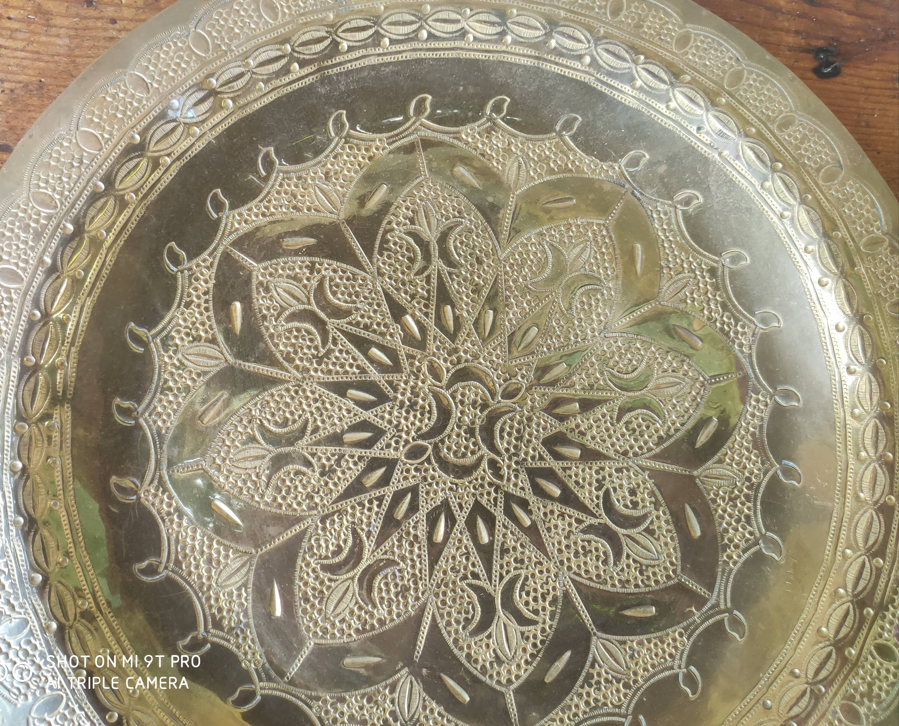Old Moroccan brass tray
