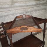 Serving trolley bar servant removable tray rustic oak