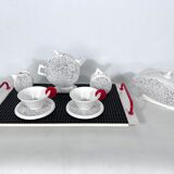Ceramic tea set by Mas in the Memphis Milano style, 1980s, Set of 7