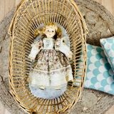 Vintage rattan pram for dolls