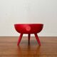 Mid-Century Modern Red Tripod Bowl in Wood from Paavo Asikainen, Finland, 1960s