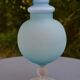 Blue frosted glass bottle/vase on foot