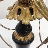 Candélabre d’onyx noir bronze et cristaux France années 1940.