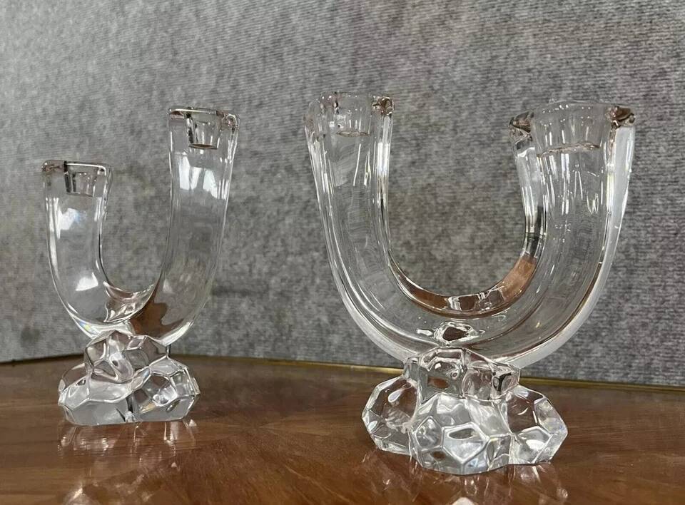Paire de chandeliers Art Déco en cristal vers 1940