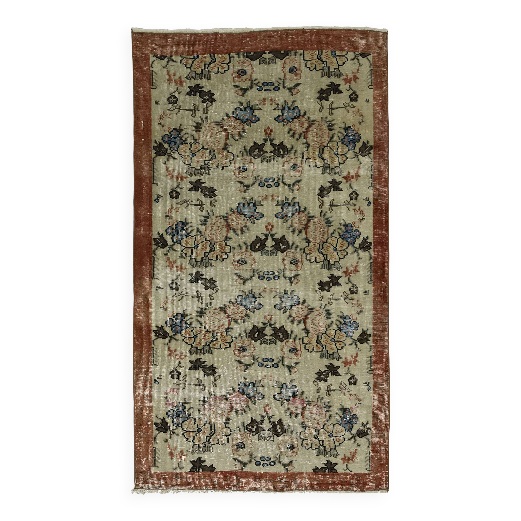 ONE-OF-A-KIND TURKISH HANDWOVEN VINTAGE RUG - RUSTIC VINTAGE CHARM 200X 104