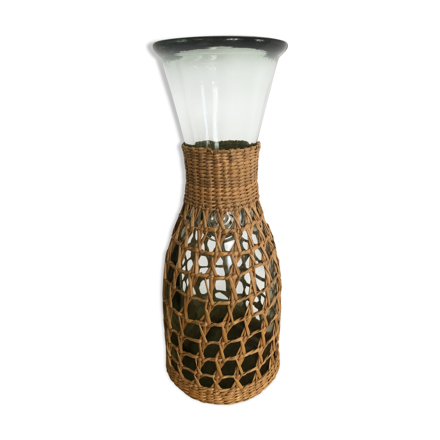 Natural rattan hooped carafe