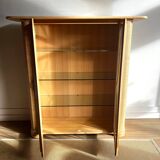 Vitrine en bois et rotin de design italien par Roberti Rattan
