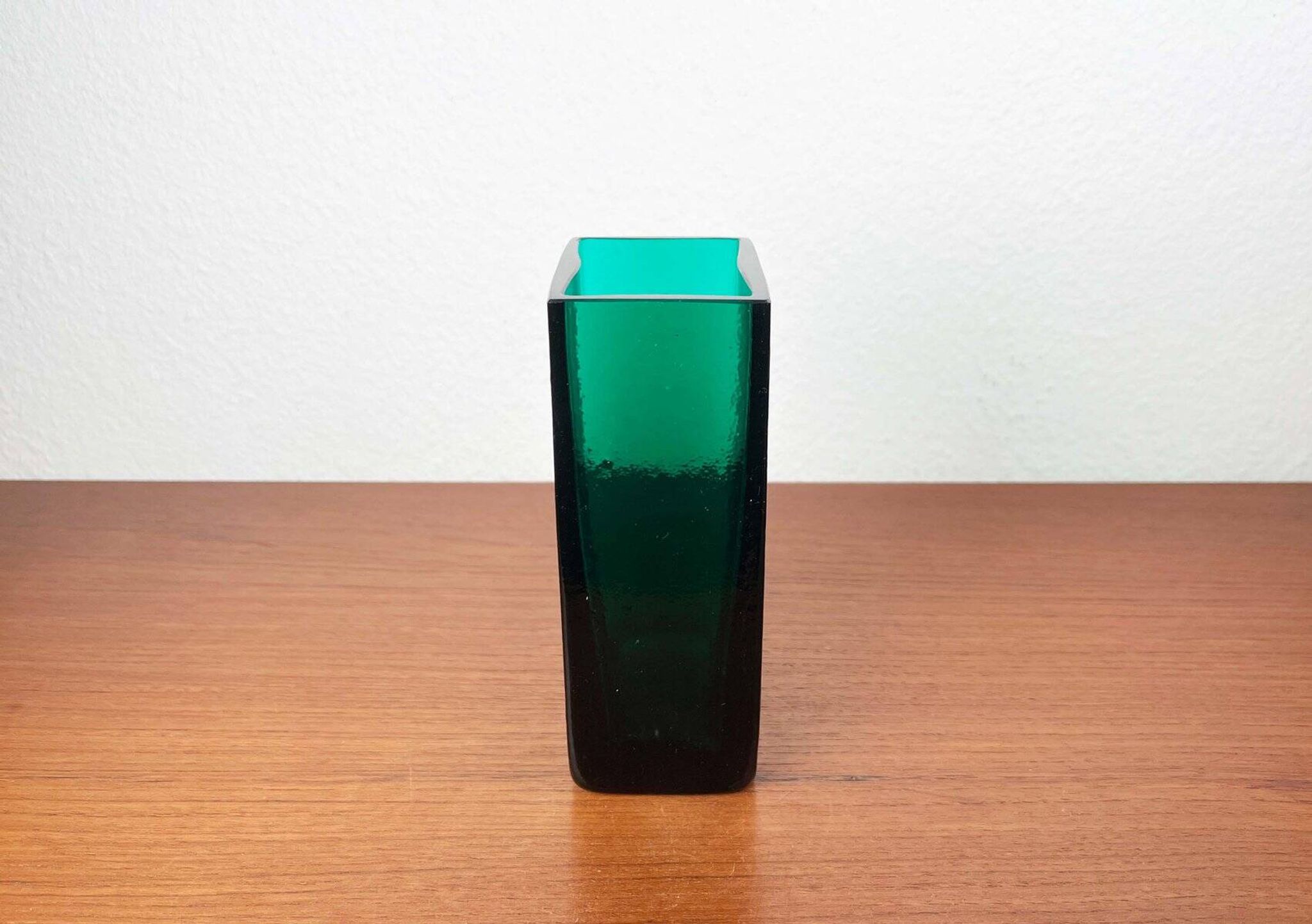 Minimalist mid-century glass block vase by Finncristall, Finland, 1960s.
