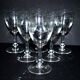 Lot de 6 verres à pied anciens en cristal gravé à l'acide - décor guirlande de fleurs noeuds 1900