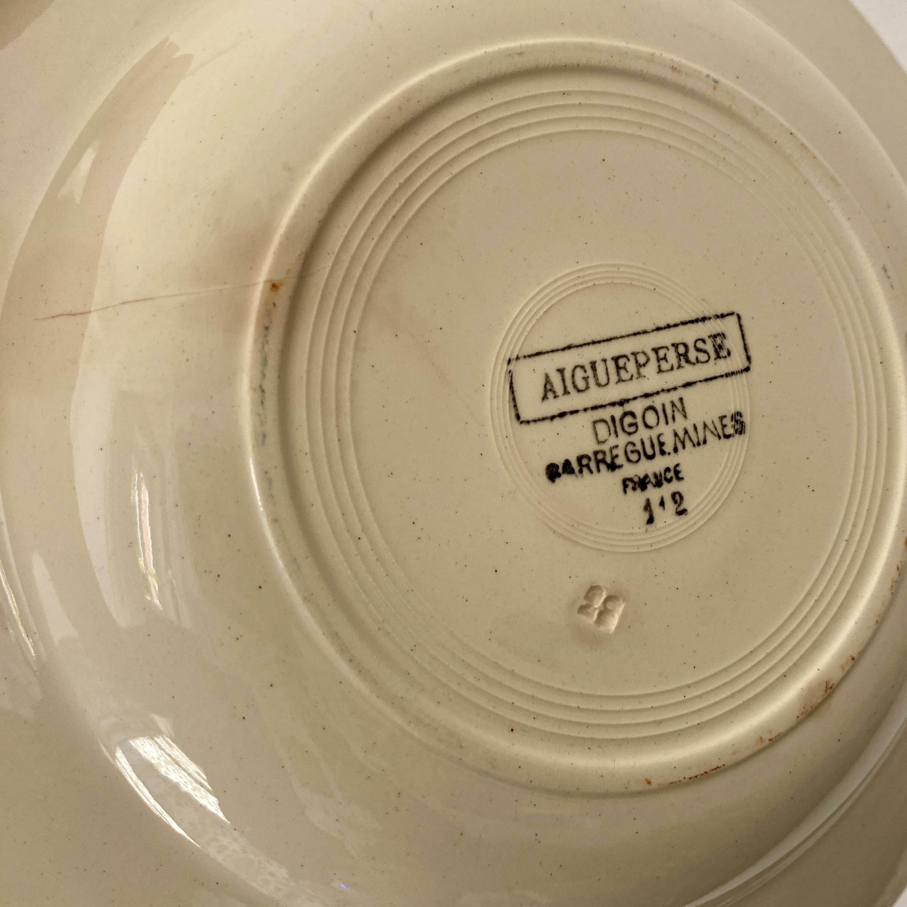 Set of 7 vintage soup plates, Aigueperse de Sarreguemines