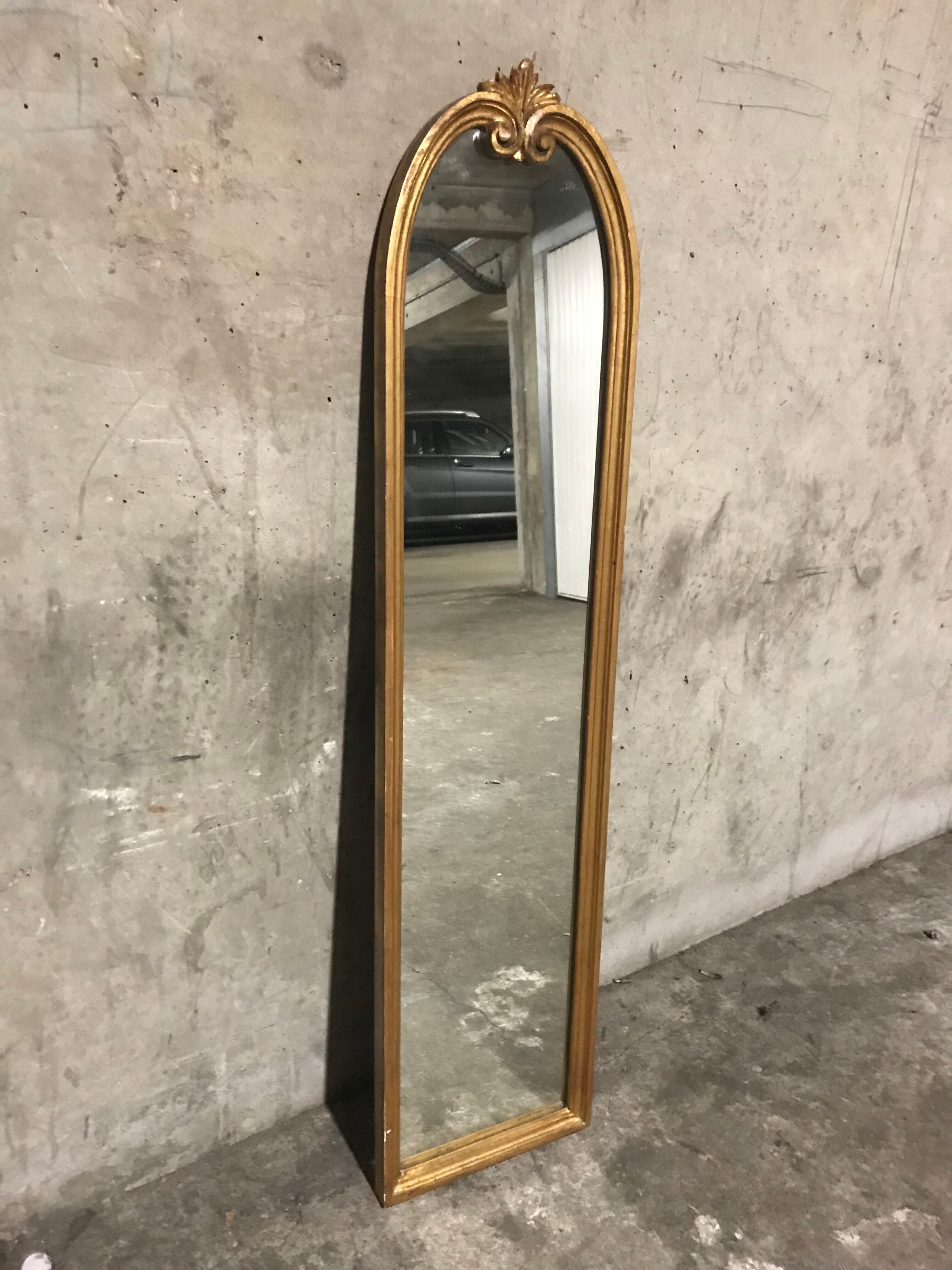 Fitted gilded wood Louis XVI mirror, 113x27cm