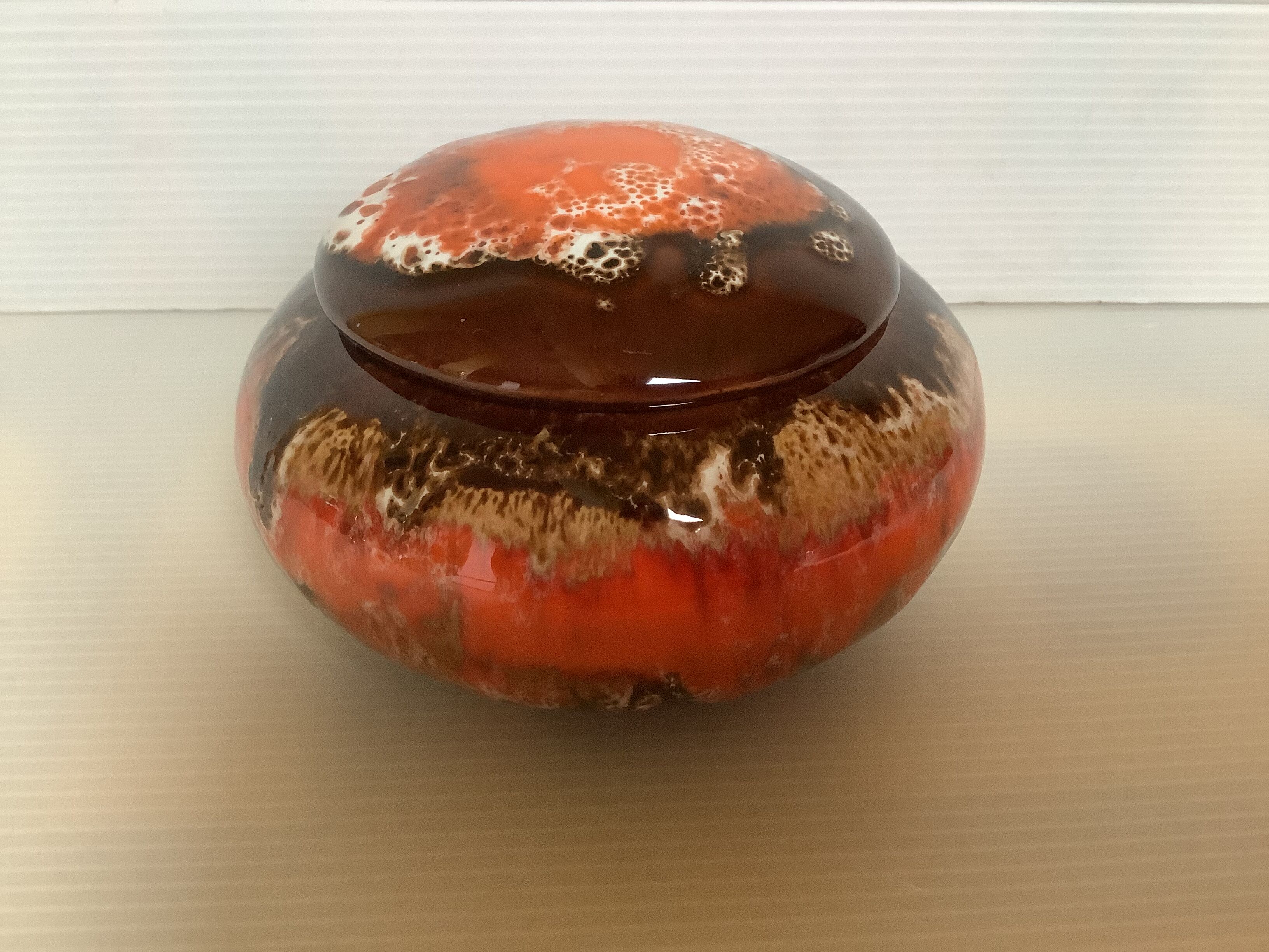 Vallauris ceramic box orange brown