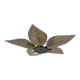 Ceiling light with perforated brass petals.