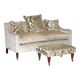 Fabric sofa and footstool, handmade in England.