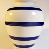 Blue striped ceramic vase