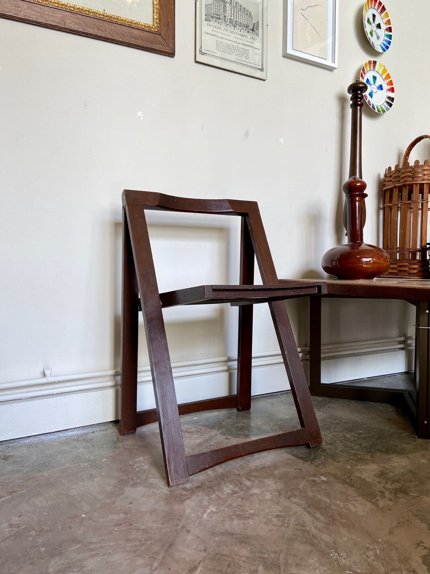 Dark wood folding chair