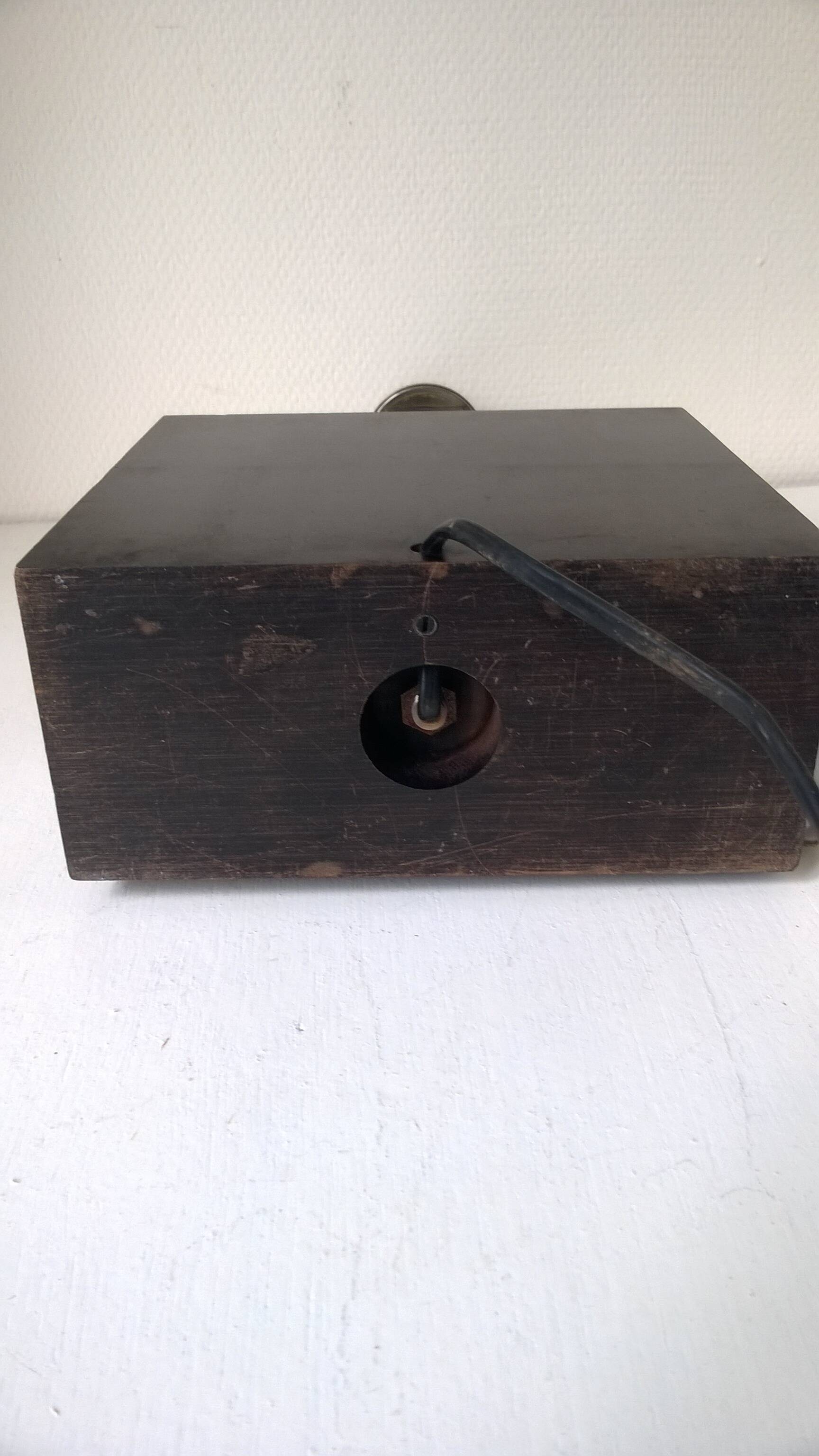 Vintage lamp in exotic wood and stainless steel c.1970